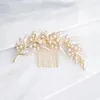 Rose Gold/Silver/Gold Color Leaf Hair Combs Wedding Hair Jewelry Accessories Pearl Women Bridal Rhinestone Ornament