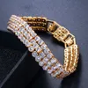 Women Bracelet Yellow Gold Plated 3 Rows CZ Tennis Braclet for Girls Women for Party Wedding Nice Gift