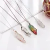 Hexagonal Prism Column Pendants Necklaces Life Tree Natural Stone White Crystal Quartz Yoga Meditation Healing Point Pendulum Charm Jewelry