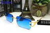 Großhandels-Rote Sonnenbrille für Männer 2017 Unisex-Büffelhornbrille Männer Frauen randlose Sonnenbrille Silber Gold Metallrahmen Brillen Lünetten
