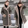 Winter Woman Shearling Coats Checked Plaid Jackets Outerwear Female Double Breasted Medium Long Thick Warm Faux Lambs Wool Coat1