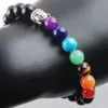 7 Chakra Natural Stones Boeddha Strand Bracelet Healing Balance Meditatie Regenboog Reiki 8mm Ronde kralen Men Sieraden BK325