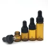 Groothandel 5ml Amber Glass Dropper Flessen W / Black Cap, Essential Oil Fles, Kleine parfumflesjes, Sampling-opslag