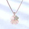 Heart Four Leaf Clover Pendant Necklaces Cubic Zirconia Opal Stone Jewelry For Women Fashion Accessories W12