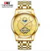 Tevise Fashion Mens Watch Luxury Business Men Watches Tourbillon Design rostfritt stål Rem Automatisk handledsur7646802