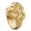 Lion Head Men Ring Guld Förlovningsringar För Män Bröllop Smycken Bröllop Ringar Tillbehör Storlek 7-12 Gratis frakt