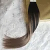 Luxo Tape Qualidade Virgem Remy cabelo humano nas extensões Balayage Destaques preto com Ash Loiro Invisiable Glue Tape em extensões do cabelo