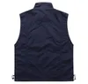 Mode- Hommes Respirant Gilet Eté Automne Sans Manches Hommes Gilet Multipoches Veste Mode colete masculino Col Mandarin