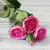 Fausse tige courte ronde Rose fleur 4 têtes Simulation camélia pour mariage maison fleurs artificielles décoratives