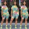 Mode Print Dames Shorts Trainingspak Zomer Korte Mouw T-shirt Tops + Shorts 2 Stuk Set Outfits Casual Sportswear Nightclub Suit S-4XL