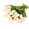 Fengris 30st PU Mini Tulpan Real Touch Blommor Konstgjorda Blomma För Fest Bridal Bouquet Bröllop Dekorativa Blommor Kransar C18112601