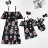 New Family Look Cute Baby Summer Dress granatowa Bawełniana Sukienka