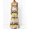 New arrival Bohemia fashion beautiful luxury print elastic jersey slim long Spaghetti Strap silk epucci maxi dresses