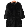 Women's Genuine Fur Coat Covered Button Women fashion Mid-Long jacket Lady Winter Warm Overcoats vest size Bust