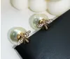 Classic size doublesided Pearl Earrings Sterling Silver needle with Diamond Earrings7729927