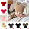 Barn pom pom beaies ins vinter stickad hatt varm ull hatt skalle beanie löstagbar dubbel pälsboll barn stickar utomhus mössor ljja289556218