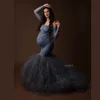 Lace Shoulderless Pregnancy Dress Photography Long Sleeve Mesh Maternity Maxi Gowns For Photo Shoot Pregnant Women Dress1