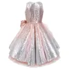 Adorable Light Pink Flower Girl Dresses Sleeveless Ball Gown Knee Length Girls Pageant Dress with Bow Feathers Sequined Evening Gowns