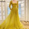 Major Beading Long Sleeves Evening Dresses Sweetheart Exposed Boning Pearls Celebrity Prom Dress Custom Made Cocktail Party Gowns