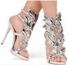 Designer-g High Heel Sandals Gold Nude Black Party Events Shoes Gladiator Metallic Winged Sandals