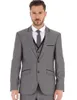 Novo Popular Cinza Mens Casamento 3 Peça Suits Groom Groomsmen Tuxedos Homem Blazers Jaqueta Feito Personalizado Homens Terno de Negócios (Casaco + Calças + Vest + Gravata) 2