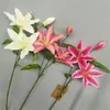 Fake Short Stem Lily (3 heads/piece) Simulation Mini Lilies for Wedding Home Showcase Decorative Artificial Flowers