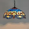 Tiffany Style Lights Dragonfly Plafond Hanglamp Gebrandschilderd Glas Cafe Stair Trappen Balkon Opknoping Lamp voor Decoration