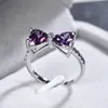 HOT SELL Silver Filled Sparkling Four-Claw Purple Bow Knot Stackable Ring for Women Micro Pave CZ Valentine's Day Gift Jewelry