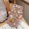 3D Elmas Ayı Glitter Shell Bling Bling Parfüm Şişesi iPhone 11 Samsung Note10 S10 M10 A10 için İnci Çiçeği Arka Kapak Gerdanlık İpi