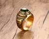 Retro Antique Men's Stainless Steel American Officers Soldiers Ring United States Retro Gold US Military Army rings Jewelry With Blue Stone