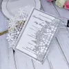 Inviti di nozze tagliati al laser con fiocchi di neve argento con nastri di invito scintillanti per la festa di compleanno di Quinceanera per il brunch nuziale 2176911