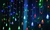 4m 100 LED-gardin Julgran Icicle Lights Sträng Fairy Lights Julljus Eva Bröllopsfest EU Dekoration 220 / 110V