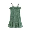 Sukienki swobodne sukienki letnia kobiety streetwear seksowna elegancka mini imprezowa bez rękawów kwiatowe zielone zielone kółka koreańska plaża1