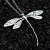 Mode Charms 925 Sterling Zilver CZ Dragonfly Vrouwen Hanger Ketting Voor Pedant Sleutelbeen Trui Sieraden Gift