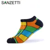 남성 양말 Sanzetti 1 쌍 2021 남성 여름 캐주얼 발목 다채로운 빗질 면화 초밥 패턴 드레스 웨딩 보트 1