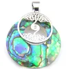 Luckyshine 10 sztuk / partia Gorąca Sprzedaż Klasyczny Abalone Shell Handmade Rainbow Srebrny Naszyjnik Wisiorki Drzewo Życie Wesel Wisiorki Biżuteria Prezent