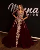 Bourgogne bon marché velours robes de soirée chérie Wear or champagne dentelle robe de bal en cristal Appliques Perles Fleurs Party 3D Prom Robes