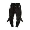 2021 Мужская уличная одежда Брюки мода Trend Trend Black Harem Light Pank Pant Ленты повседневные Slim Jogger Mens Hip Hop брюки LBZ138