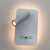 Topoch luzes de parede interior usb carregador 5v 2a dupla luz lâmpada de luz 6w com luz de leitura 3w LED trabalhando branco independente / preto