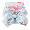 Kreativ färgad borr vågig kant Bowknot barrette jojo siwa hårbågar unicorn hairpin 7inch girl party favör 7 2dz ww