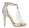 Venda quente-Top Venda de Cristal Embellished Branco Salto Alto Sandálias Com Franja de Penas Strass Sandálias de Noiva Sapatos de Casamento Mulheres Bombas