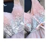 New Short Prom Dresses 2020 Ball Gown Pink Gray Sequined V-neck Elegant Evening Formal Party Gowns vestido formatura curto282N