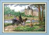 Château de paysage de banlieue Sortie peinture de décor à la maison, ensembles de broderie au point de croix faits à la main comptés impression sur toile DMC 14CT / 11CT