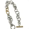 Fashion-New Brand Metal Link Chain Chokers Halsband för Kvinnor Punk Colliers Vintage Geometrisk Circle T Shape Pendant Halsband Kragen