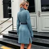 Simplee Elegant knitted dress women Autumn turtle neck female white sweater dress Sexy holiday solid ladies winter teal vestidos3983779