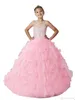 Nova chegada longo rosa meninas pageant vestidos aberto volta ilusão pescoço brilhante miçangas babados espartilho casamento vestidos da menina de flor che8753563