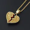 Nouveau collier pendentif coeur brisé de haute qualité colliers Hip Hop entièrement glacé strass Bling femmes hommes bijoux avec chaîne de 24 "