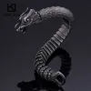 Punk Animal Dragon Head Charm Bransoletka Mężczyźni Ze Stali Nierdzewnej Czarny Matowy Chiny Dragon Błogosławieństwa Bransoletka Bransoletka Biżuteria