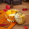 Alloy Hollow Cover Aromatherapy Furnace Lotus Shaped Incense Burners Double Dragon Ear Treasures Fill The Home Censers EEA419