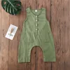 Kids Designer Kläder Baby Solid Ärmlös Rompers Boys Sommar Bomull Andas Jumpsuits Onesies Infant Casual Knapp Bodysuit AYP649